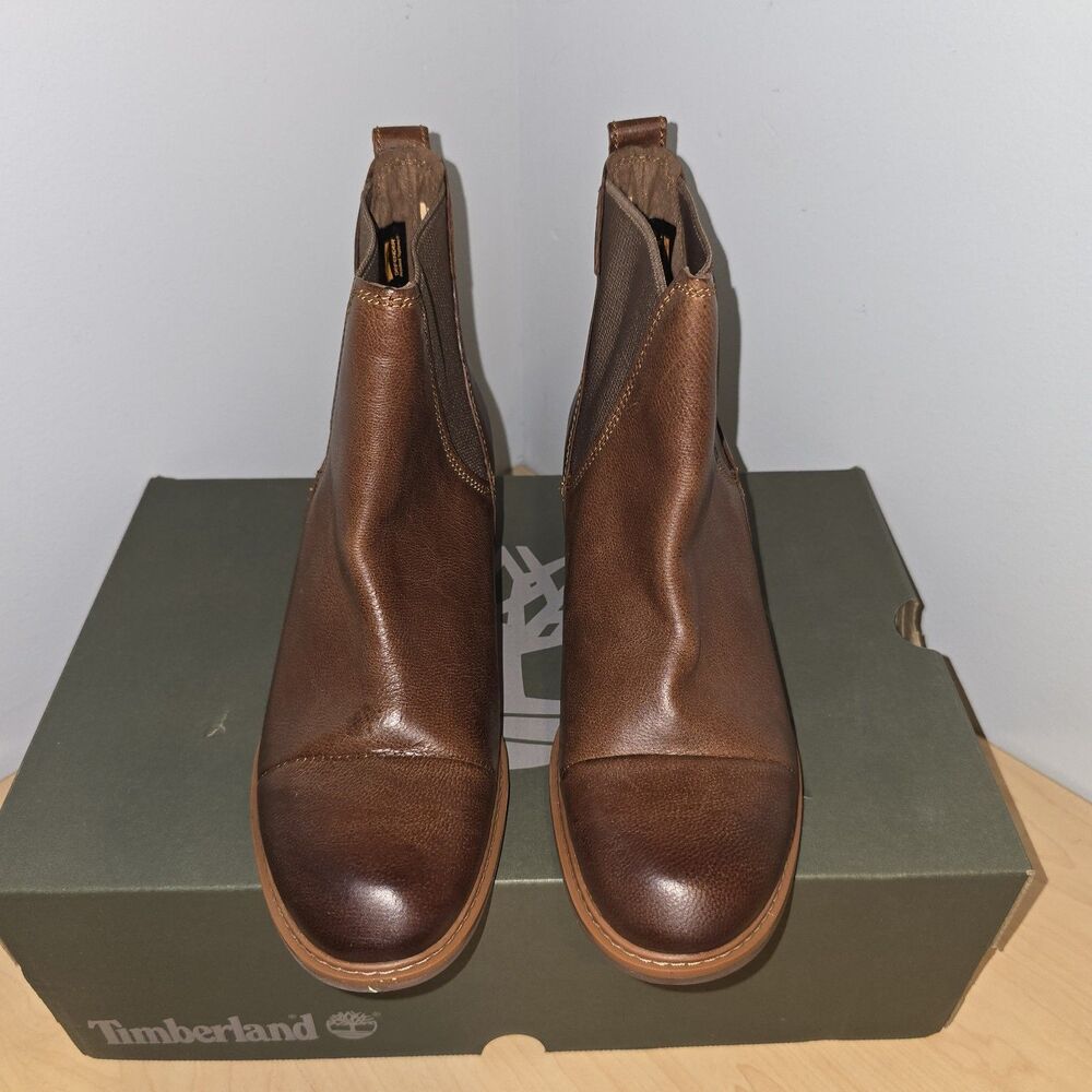 Timberland A1PUW Brown Leather Chelsea Ankle Boots Women's Size 8